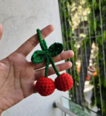 Crochet Cherry Keychain | Handmade Cute Fruit Charm - Image 2