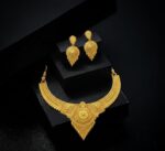 Traditional Gold Plated Temple Jewelry Set for Women (Necklace, Earrings & Maang Tikka) - Image 2