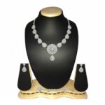 Luxury American Diamond Floral Necklace Set with Earrings & maangtikka
