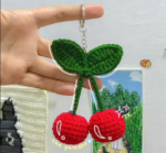 Crochet Cherry Keychain | Handmade Cute Fruit Charm