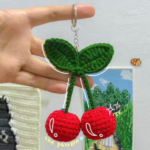 Crochet Cherry Keychain | Handmade Cute Fruit Charm
